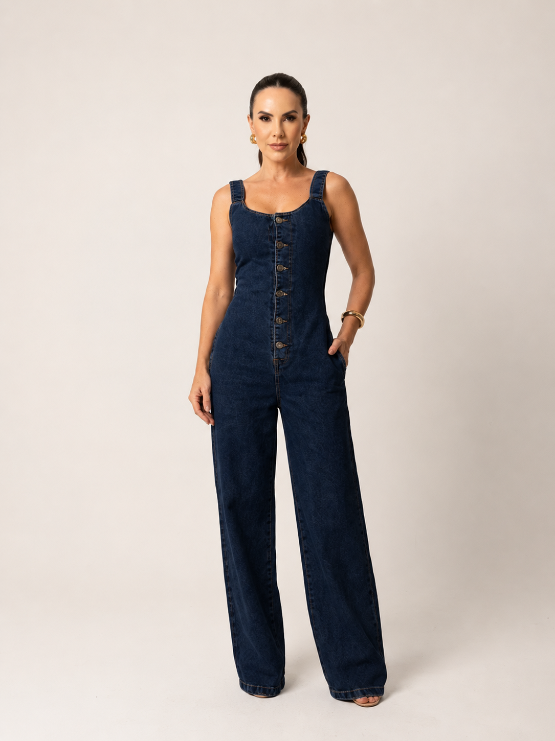 Macacão Jeans Wide Leg Alenice - Últimas Peças
