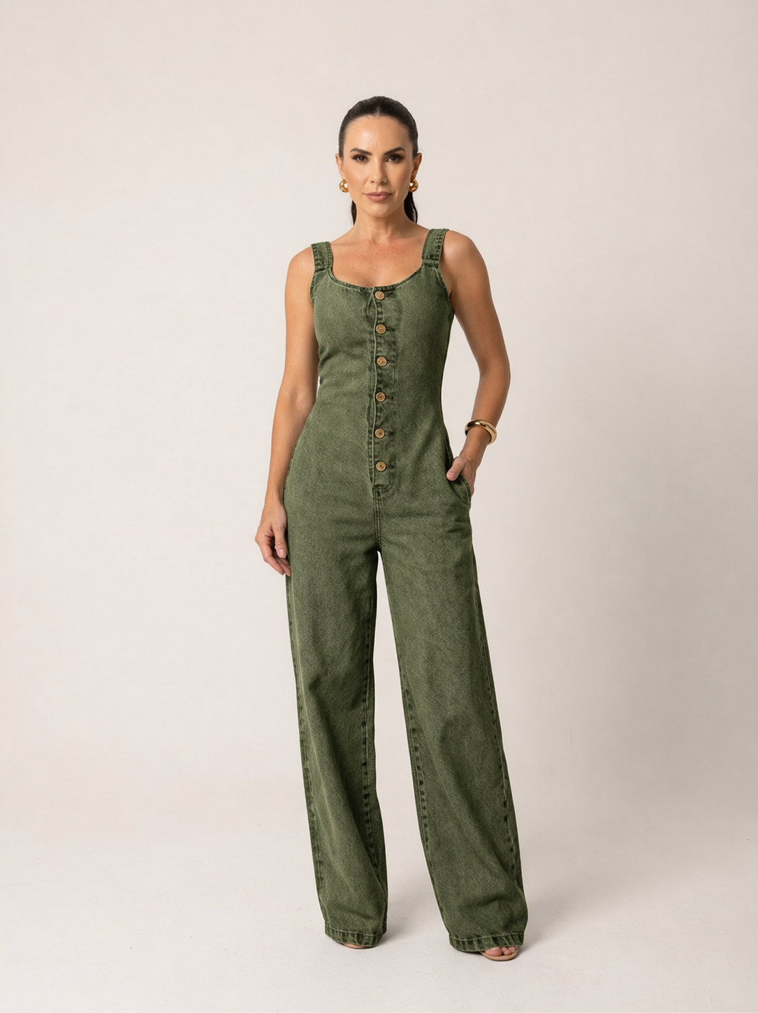 Macacão Jeans Wide Leg Alenice - Últimas Peças