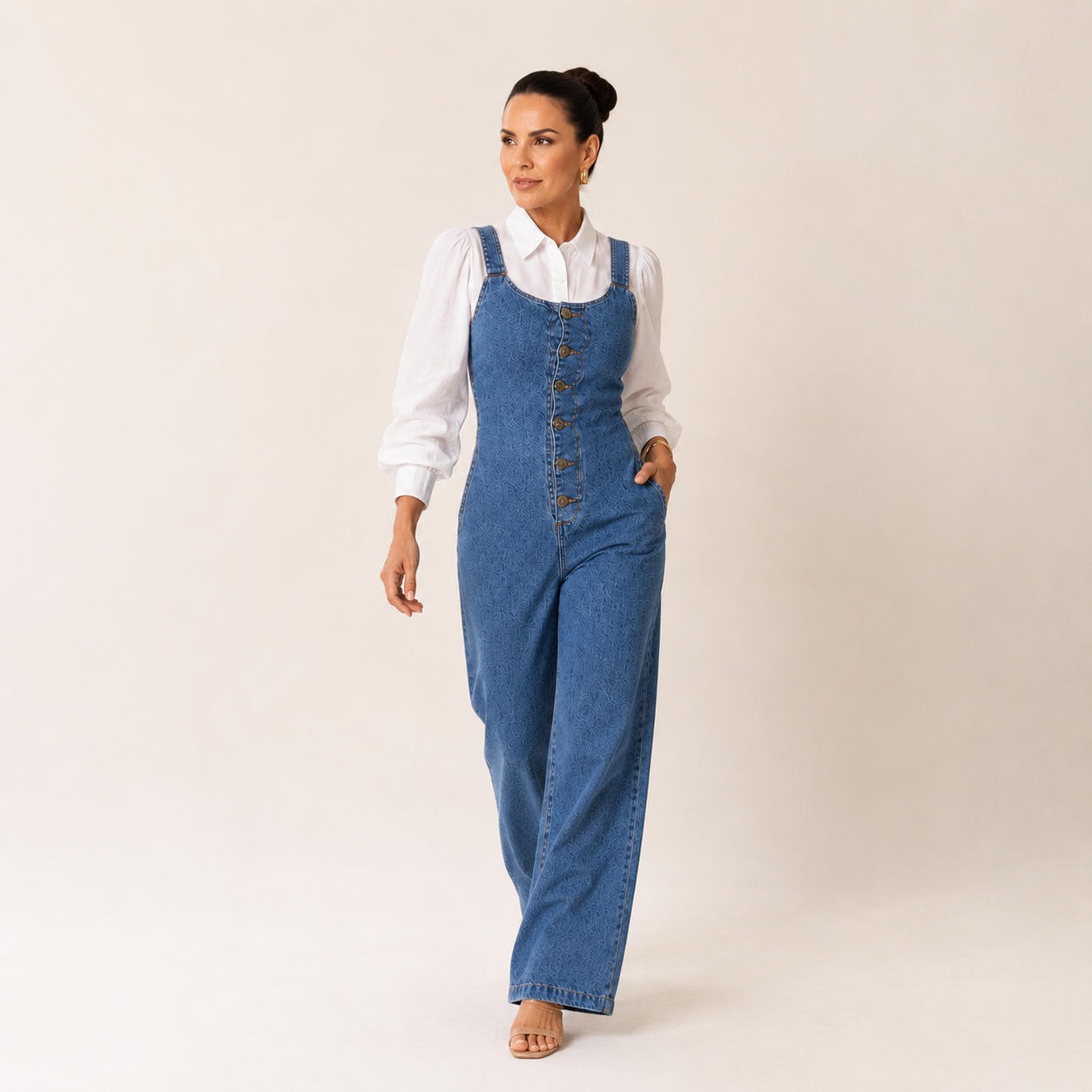 Macacão Jeans Wide Leg Alenice + Brinde